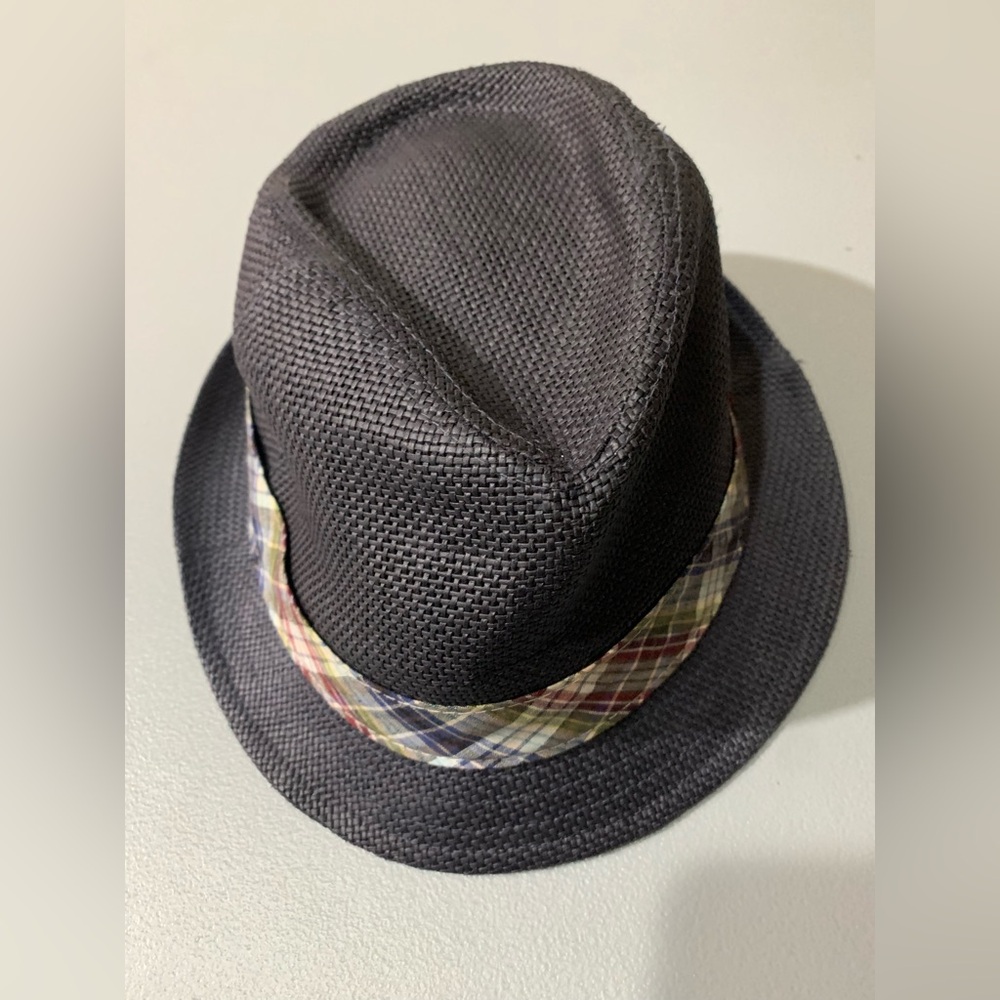 Black  Fedora Hat with Plaid Band